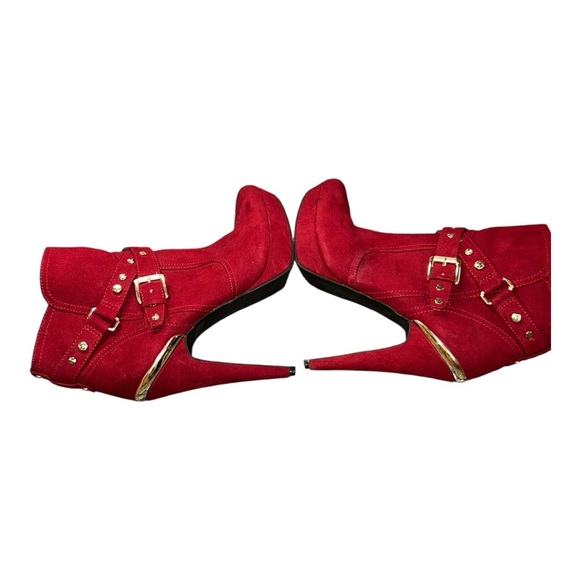 GUESS Women’s Red & Gold Studded Stiletto Ankle Boots – Size 9.5 - Picture 8 of 14
